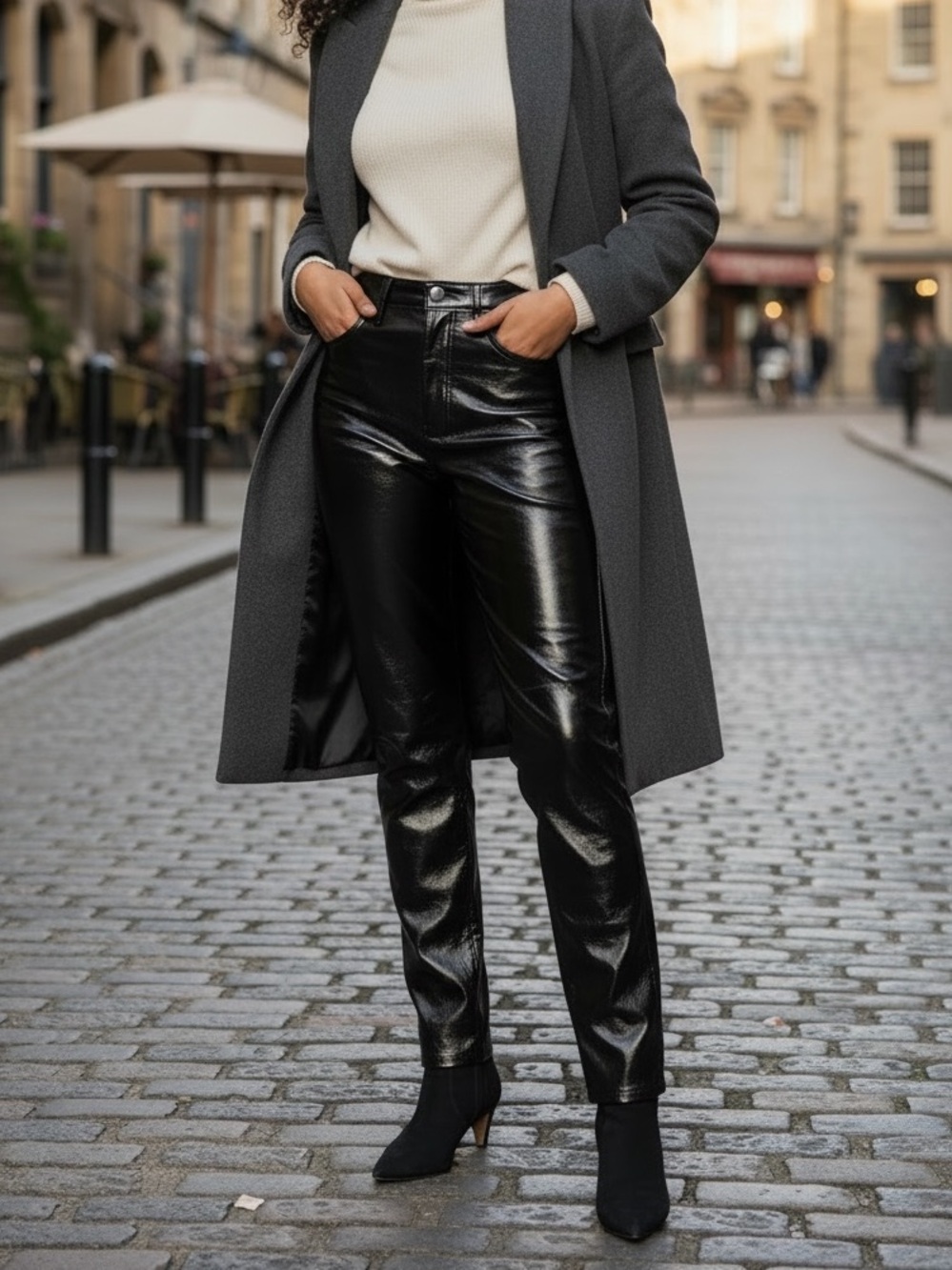 GAP High-Shine Black Faux Leather Skinny Pants